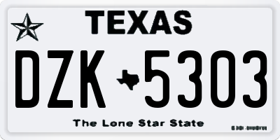 TX license plate DZK5303