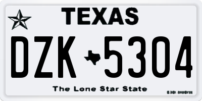 TX license plate DZK5304