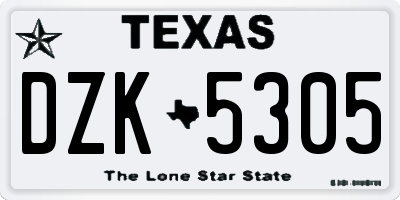 TX license plate DZK5305
