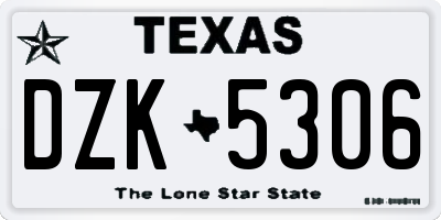 TX license plate DZK5306
