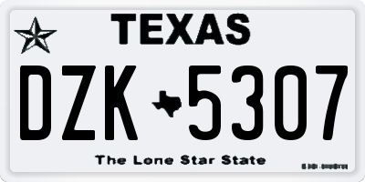 TX license plate DZK5307