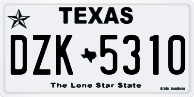 TX license plate DZK5310