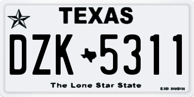 TX license plate DZK5311