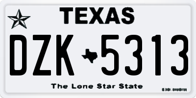 TX license plate DZK5313