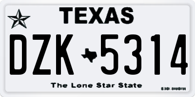 TX license plate DZK5314