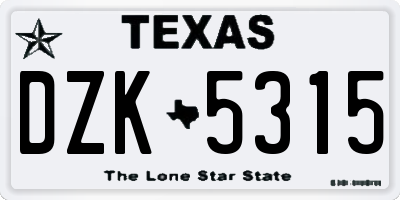 TX license plate DZK5315