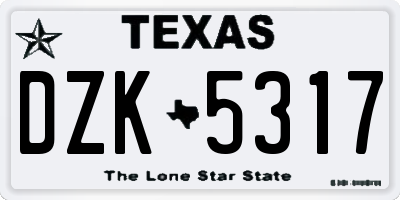 TX license plate DZK5317