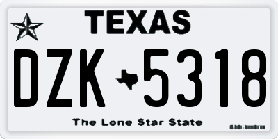 TX license plate DZK5318