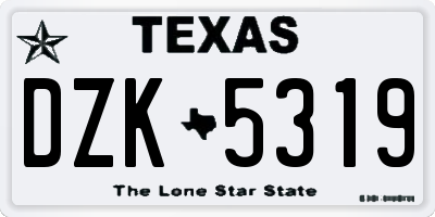 TX license plate DZK5319