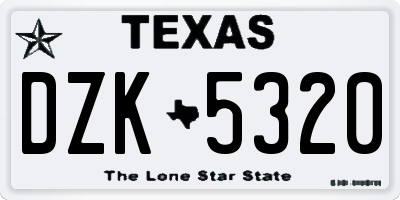 TX license plate DZK5320
