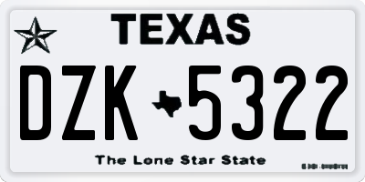 TX license plate DZK5322