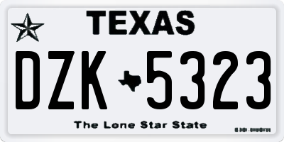 TX license plate DZK5323
