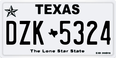 TX license plate DZK5324