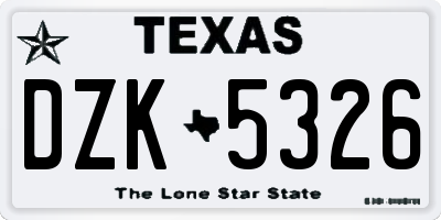 TX license plate DZK5326