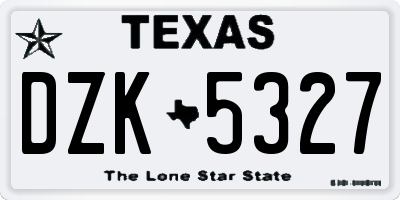 TX license plate DZK5327