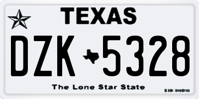 TX license plate DZK5328