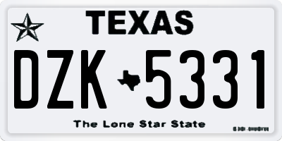 TX license plate DZK5331
