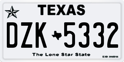TX license plate DZK5332