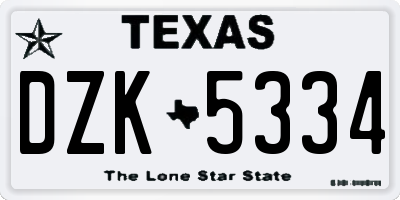 TX license plate DZK5334