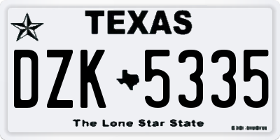 TX license plate DZK5335