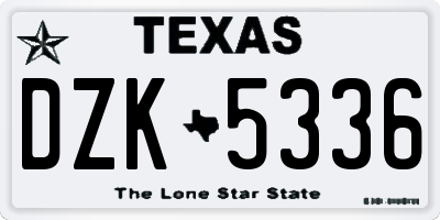 TX license plate DZK5336