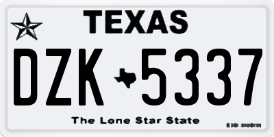 TX license plate DZK5337