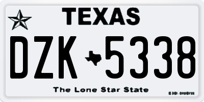 TX license plate DZK5338