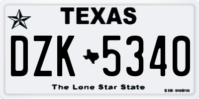 TX license plate DZK5340