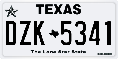 TX license plate DZK5341