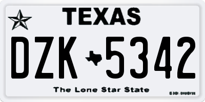 TX license plate DZK5342