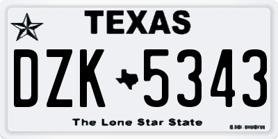 TX license plate DZK5343