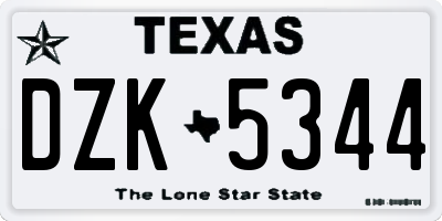 TX license plate DZK5344