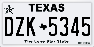 TX license plate DZK5345