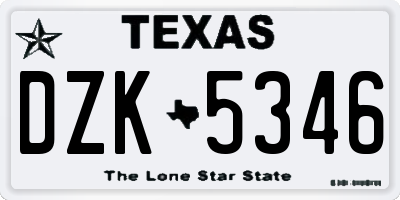 TX license plate DZK5346
