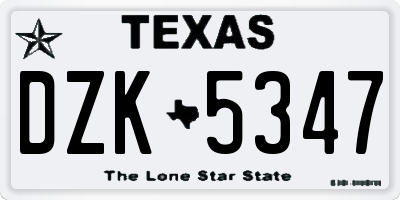 TX license plate DZK5347