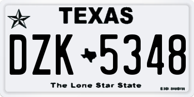 TX license plate DZK5348