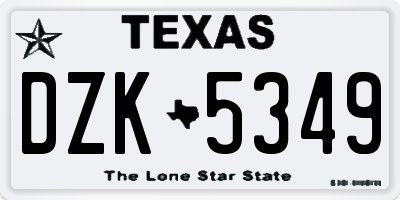 TX license plate DZK5349