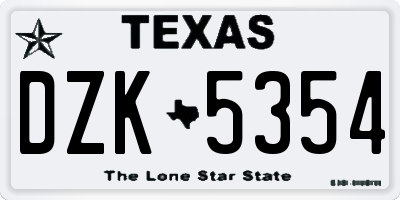 TX license plate DZK5354