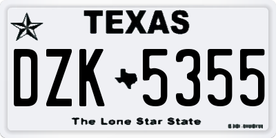 TX license plate DZK5355