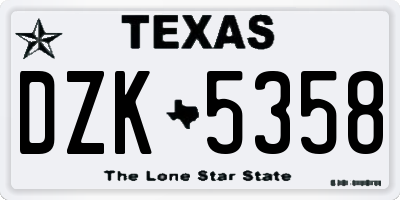 TX license plate DZK5358