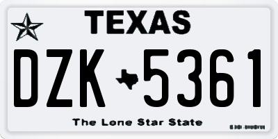 TX license plate DZK5361