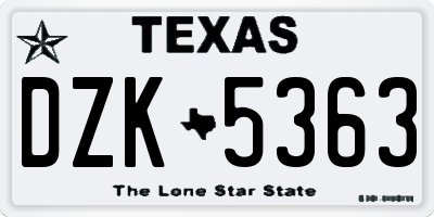 TX license plate DZK5363