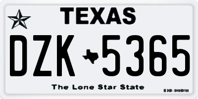 TX license plate DZK5365