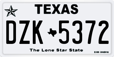 TX license plate DZK5372