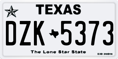 TX license plate DZK5373