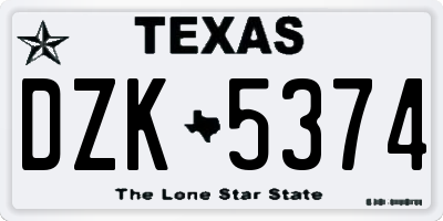 TX license plate DZK5374