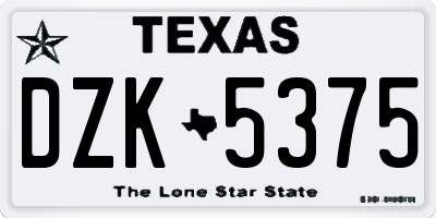 TX license plate DZK5375