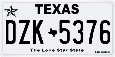TX license plate DZK5376