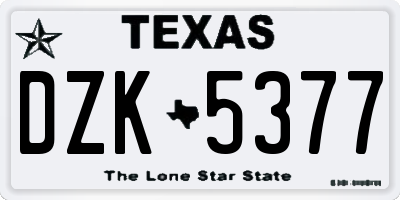 TX license plate DZK5377
