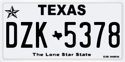 TX license plate DZK5378